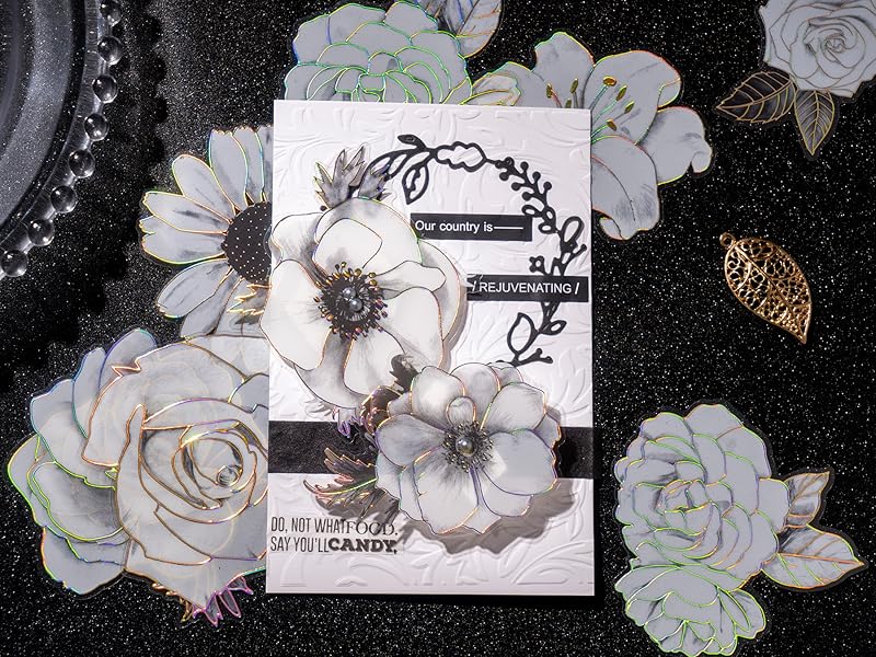 Knaid Black and White Flower Stickers 015