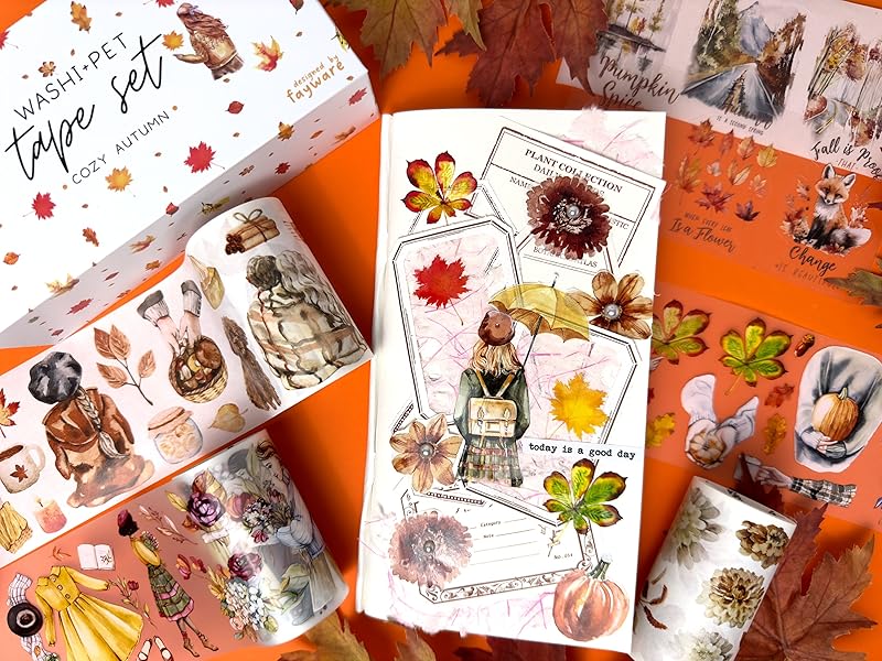 Make stunning autumn journal pages with tapes from fayware